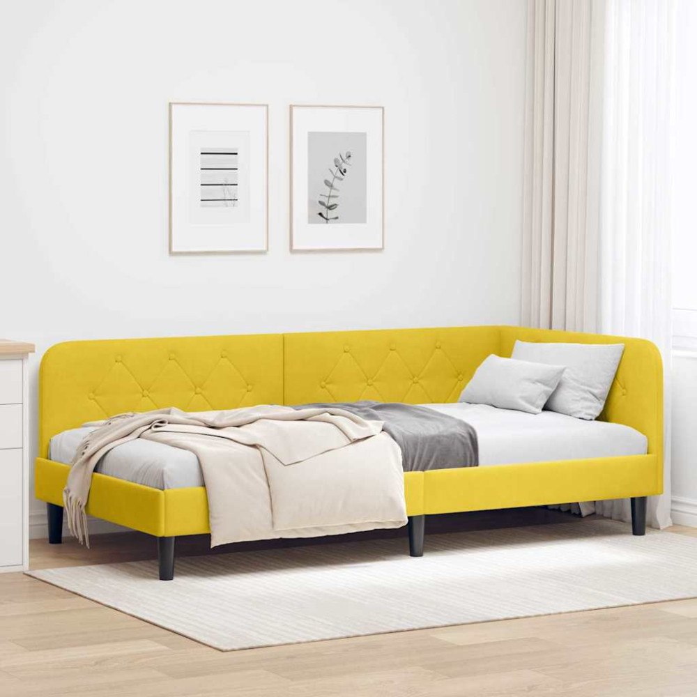 vidaXL Hörn Sängram Gul 90 x 200 cm Sammet