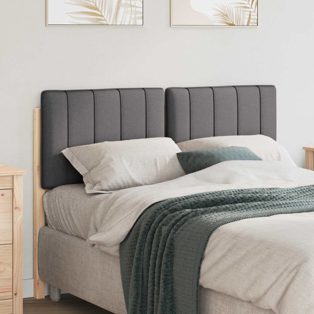 vidaXL Klädd sänggavel Brun och Mörkgrå 120 cm Massiv furu