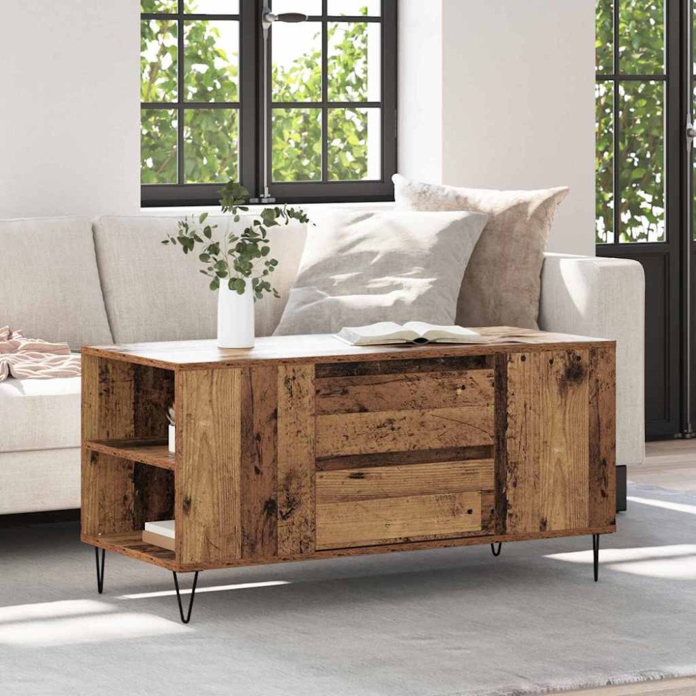 vidaXL Kaffeebord Gammalt trä 102 x 44,5 x 50 cm Konstruerat trä