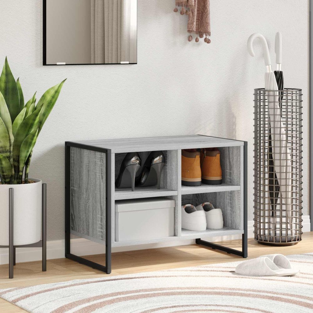 vidaXL Skoskåp med lagring Grå Sonoma 60 x 35 x 44 cm Konstruerat trä