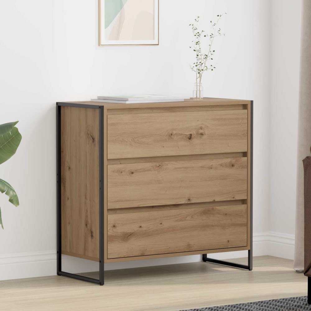 vidaXL Sideboard med låda Artisan Ek 79 x 36 x 75.5 cm Konstruerat trä