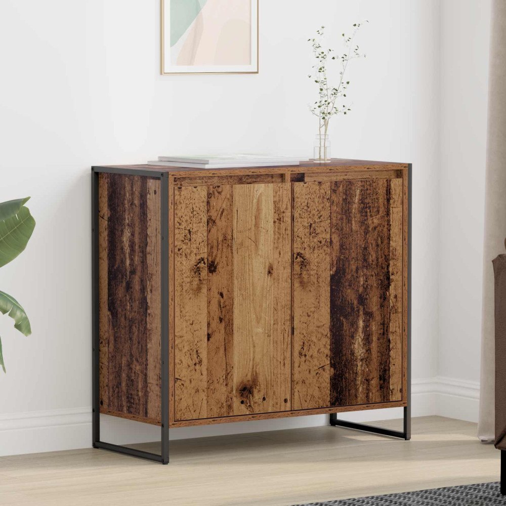 vidaXL Sidokabinett Gammalt trä 79 x 36 x 75 cm Konstruerat trä