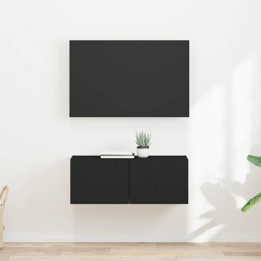 vidaXL TV Vägghylla 2 pcs Svart 60 x 31 x 29.5 cm Konstruerat trä