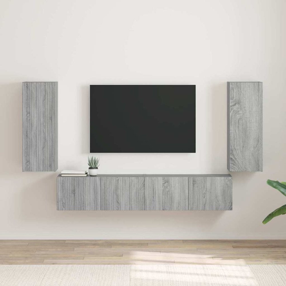 vidaXL TV Vägghylla 2 pcs Grå Sonoma 30 x 31 x 80 cm Konstruerat trä