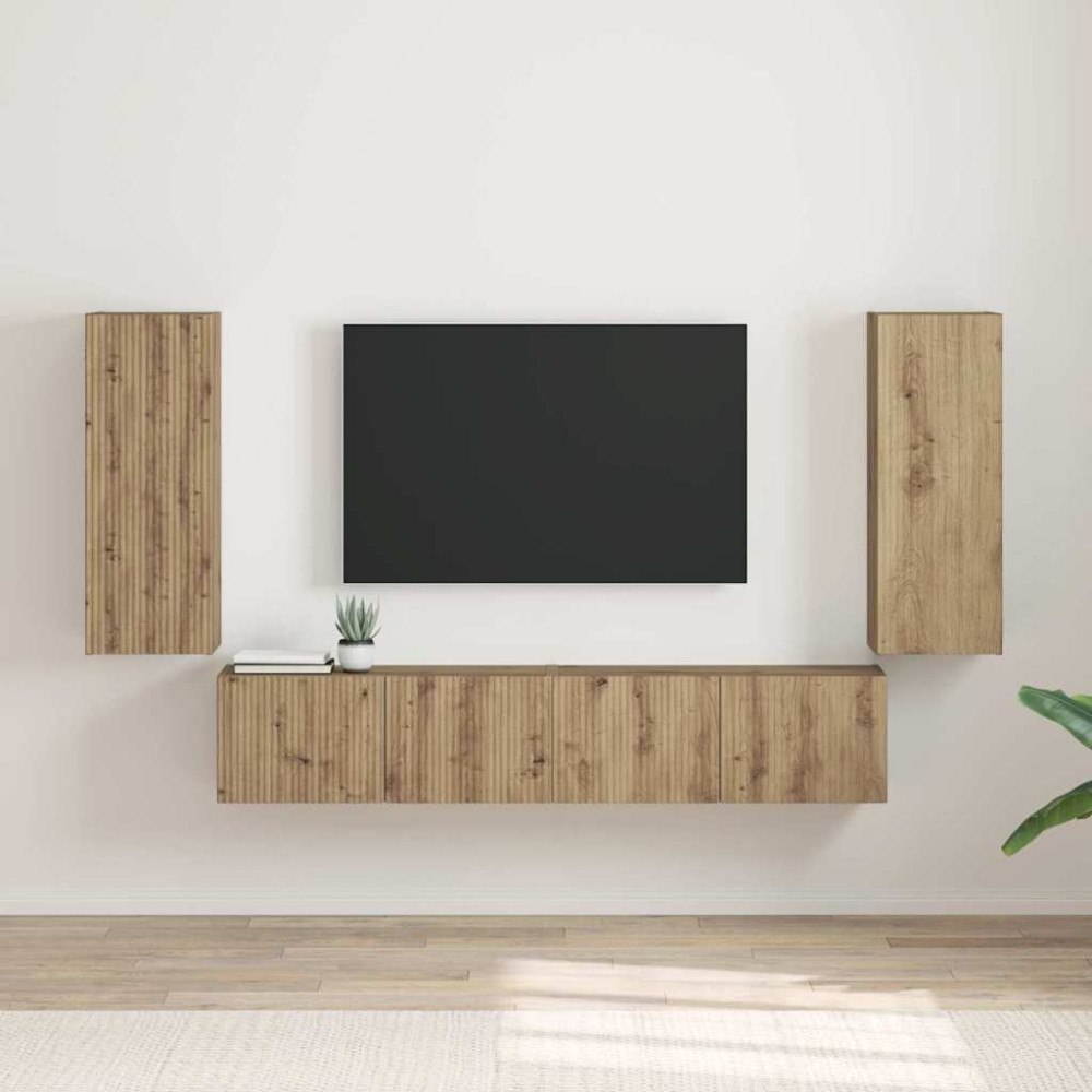 vidaXL TV Vägghylla 2 pcs Artisan Ek 30 x 31 x 80 cm Konstruerat trä