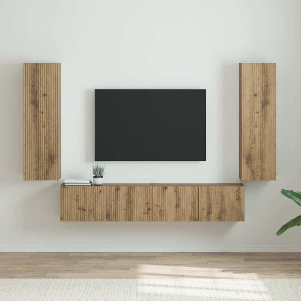 vidaXL TV Vägghylla 2 pcs Artisan Ek 30 x 31 x 100 cm Konstruerat trä