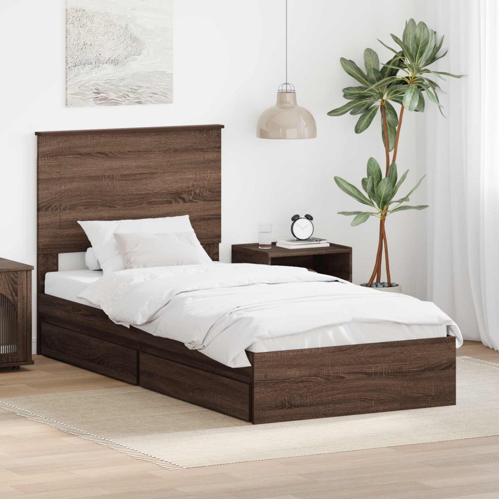 vidaXL Förvaringssäng med låda Brun Ek 75 x 190 cm Konstruerat trä