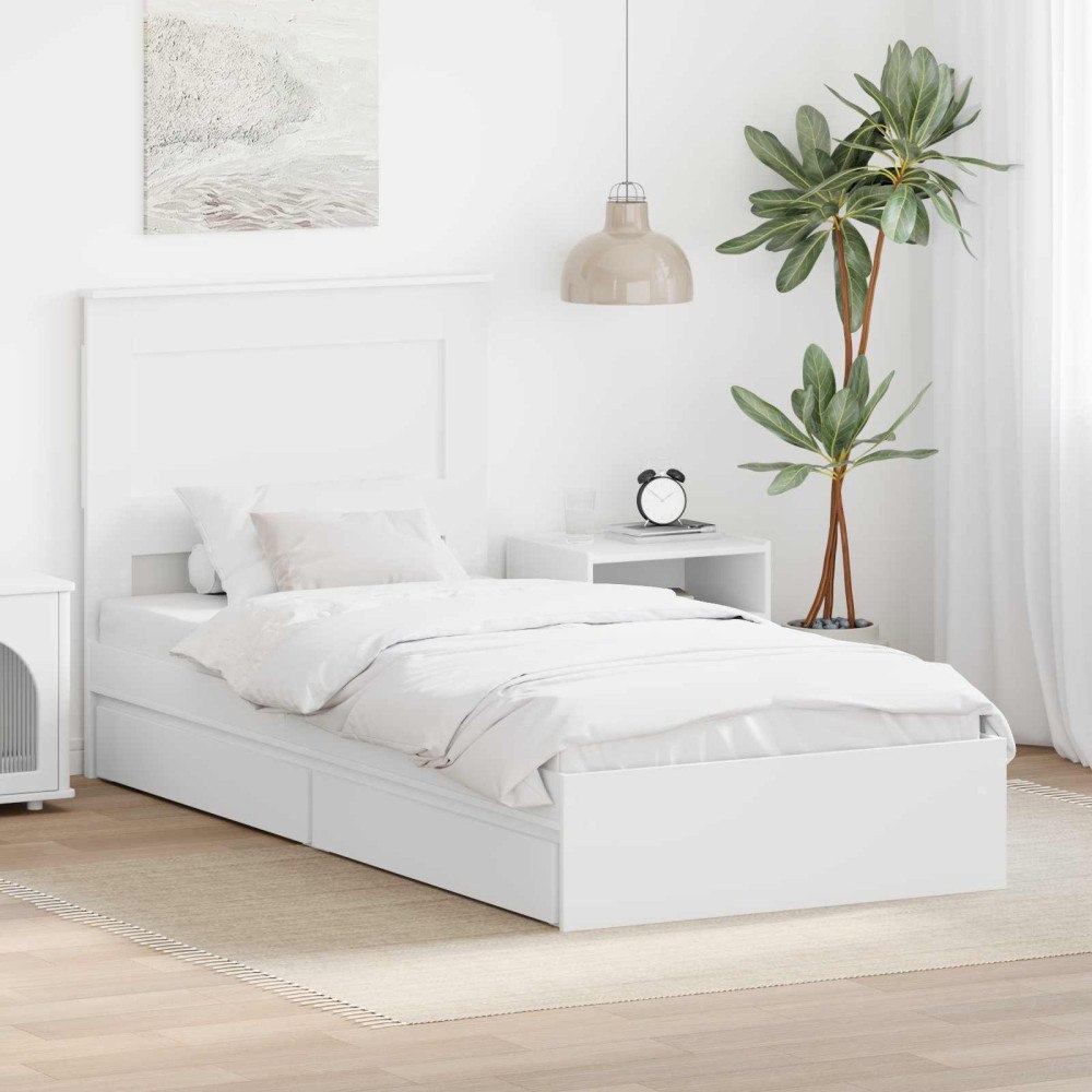 vidaXL Förvaringssäng med låda Vit 90 x 190 cm Konstruerat trä