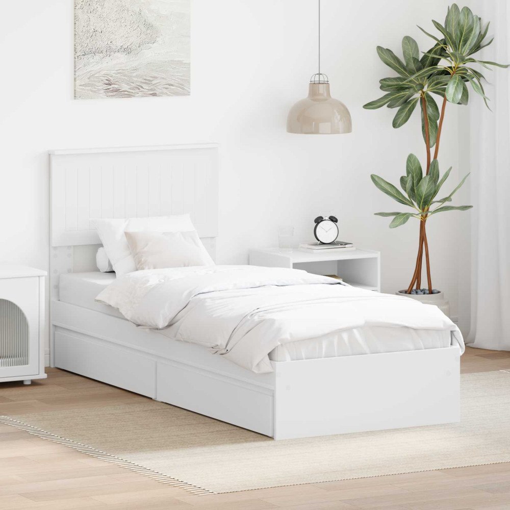 vidaXL Förvaringssäng med låda Vit 75 x 190 cm Konstruerat trä