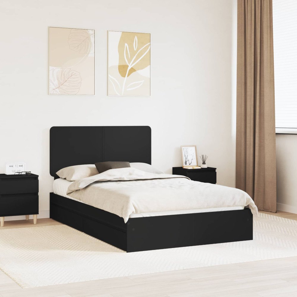 vidaXL Förvaringssäng med låda Svart 135 x 190 cm Konstruerat trä