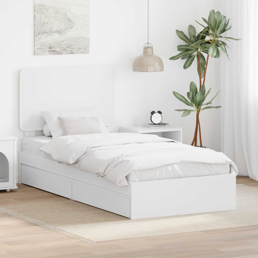 vidaXL Förvaringssäng med låda Vit 90 x 190 cm Konstruerat trä