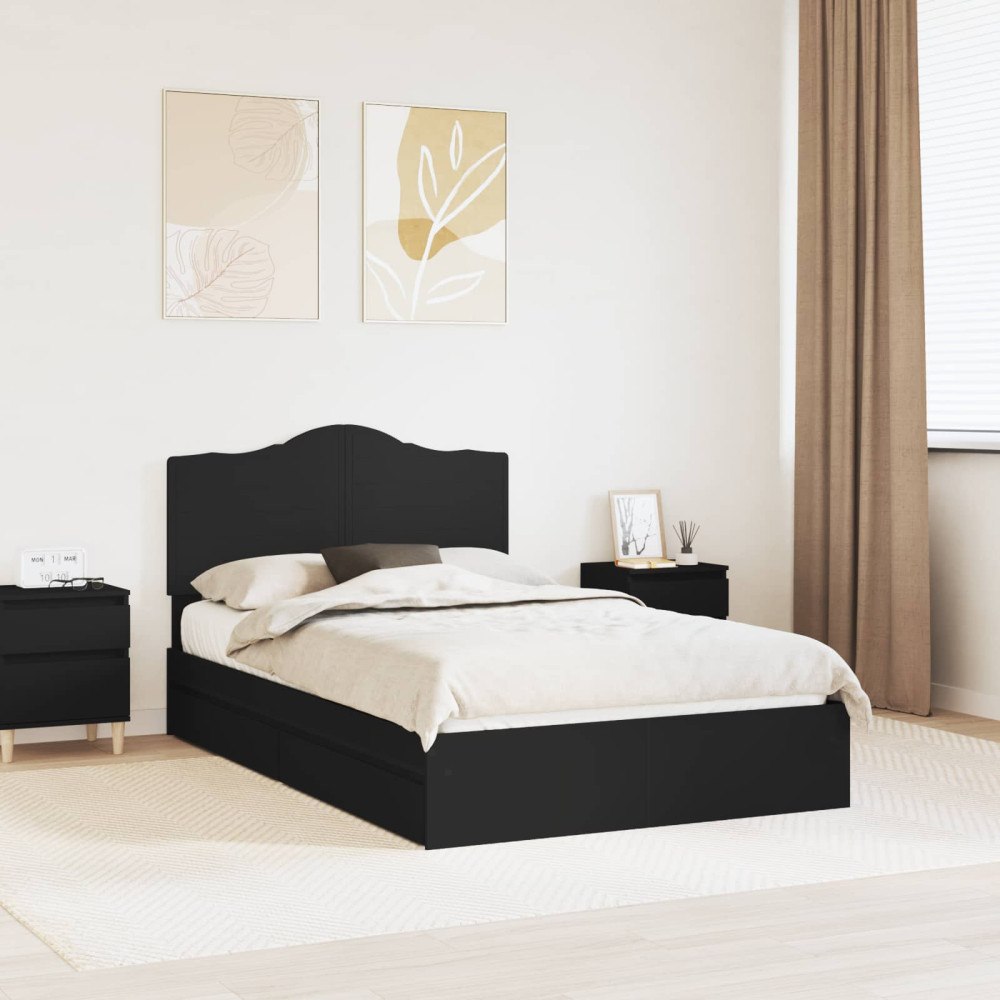 vidaXL Förvaringssäng med låda Svart 135 x 190 cm Konstruerat trä