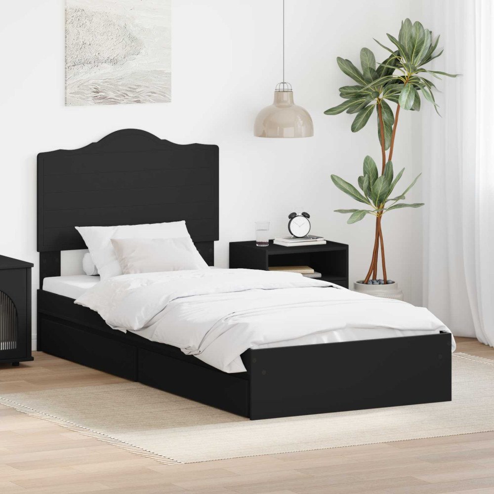 vidaXL Förvaringssäng med låda Svart 70 x 190 cm Konstruerat trä