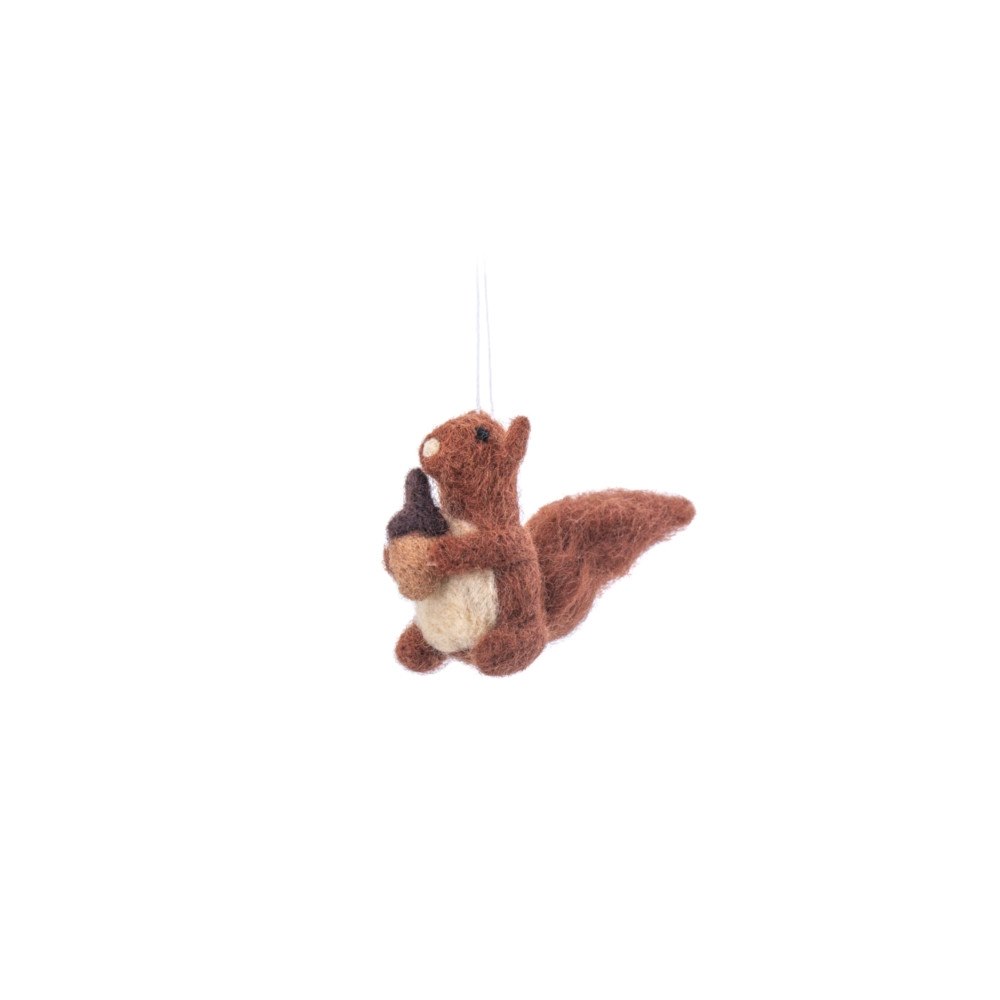 SASS & BELLE Squirrel with Acorn Felt Decoration