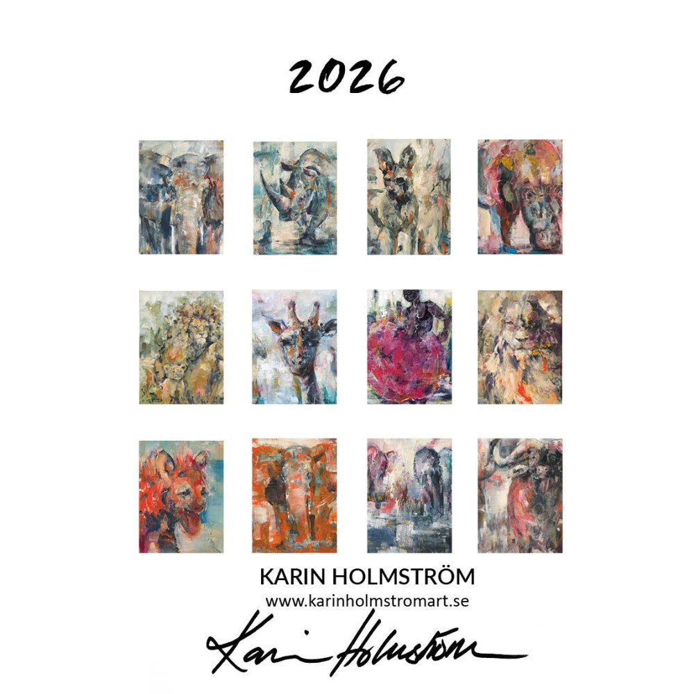 Karin Holmström Konstkalender "Wild in Africa" 2026 (bok, spiral)
