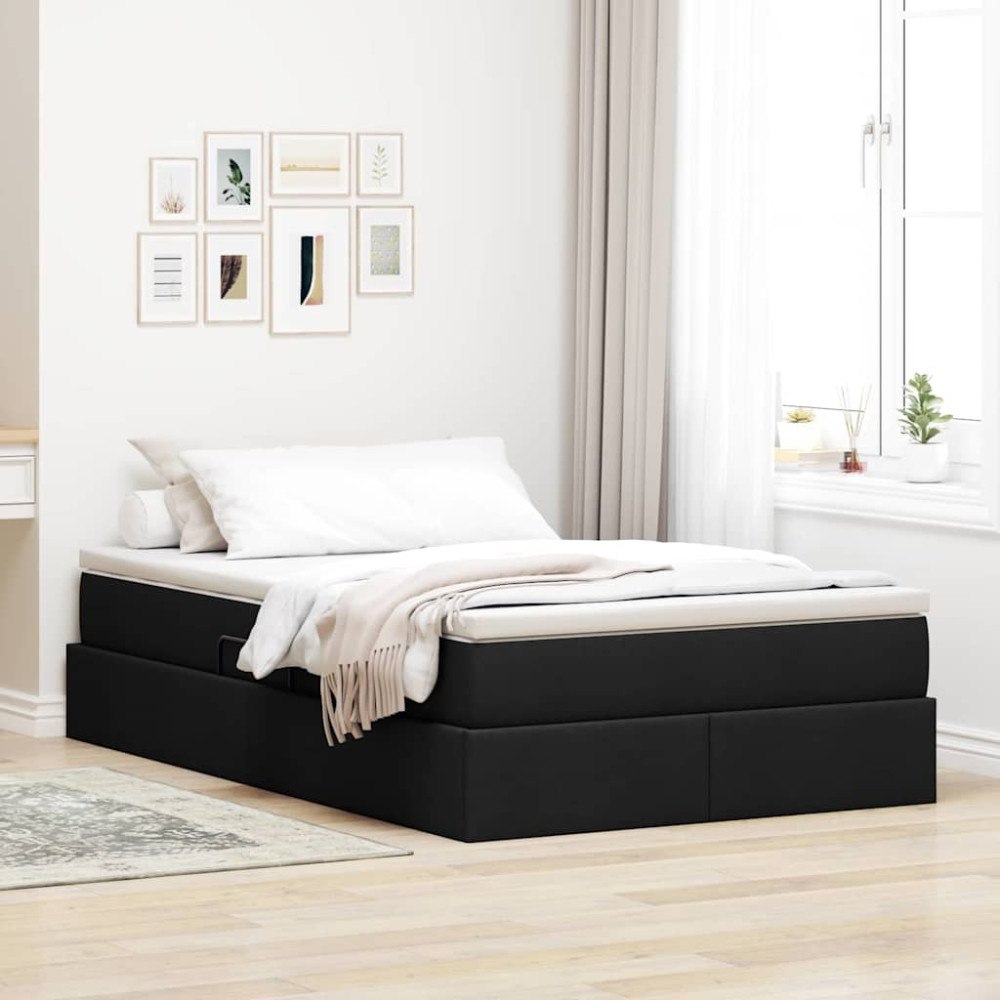 vidaXL Förvaringssäng med madrass Svart 120 x 200 cm Polyester