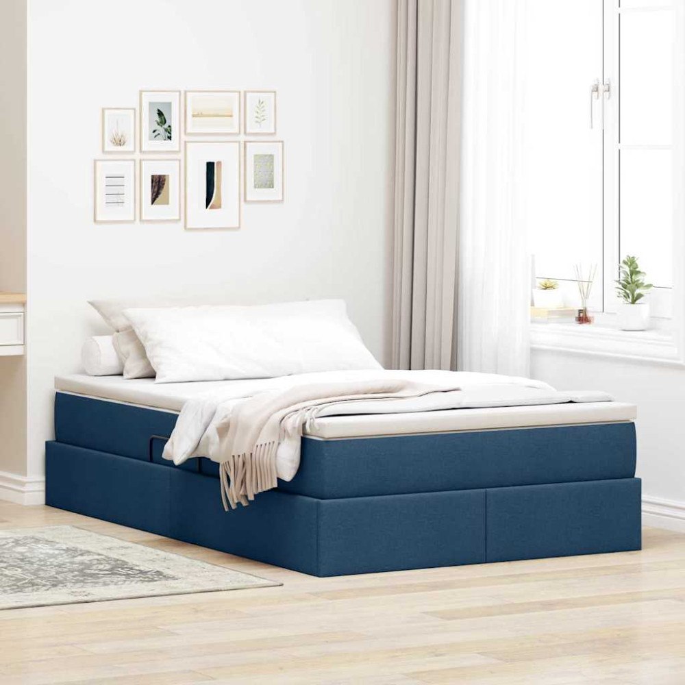 vidaXL Förvaringssäng med madrass Blå 120 x 200 cm Polyester