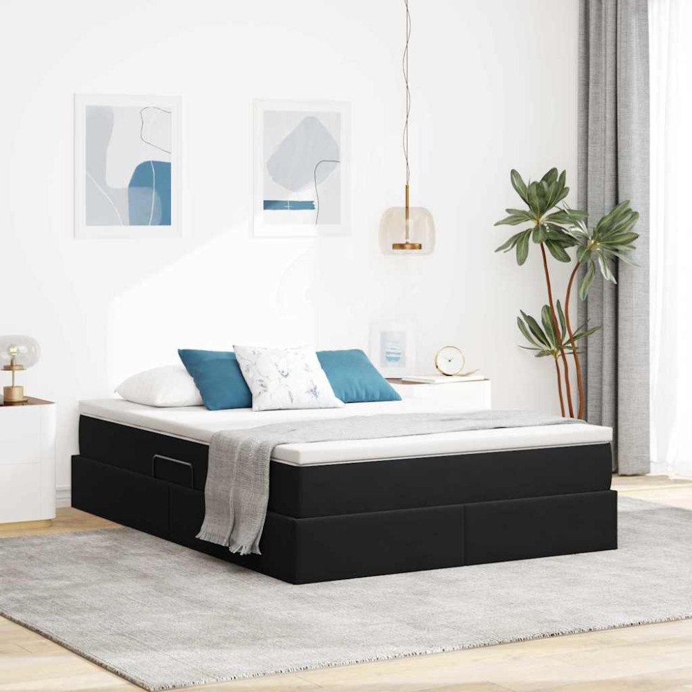 vidaXL Förvaringssäng med madrass Svart 140 x 200 cm Sammet