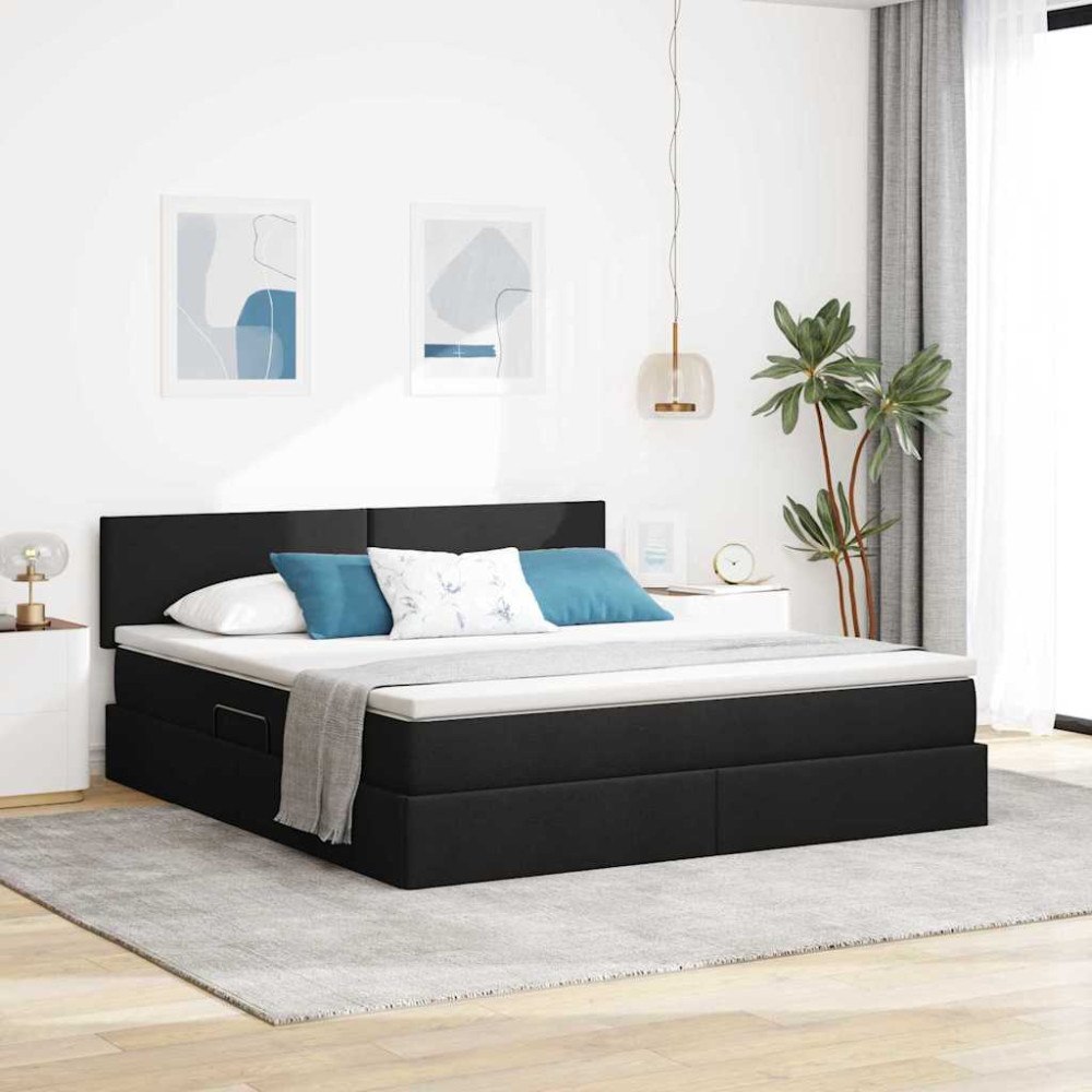 vidaXL Förvaringssäng med madrass Svart 160 x 200 cm Sammet