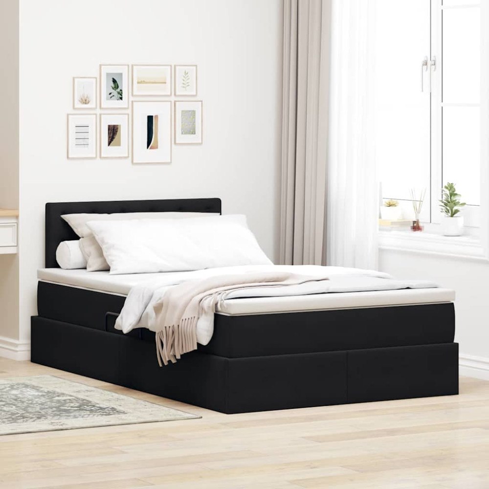 vidaXL Förvaringssäng med madrass Svart 120 x 200 cm Sammet