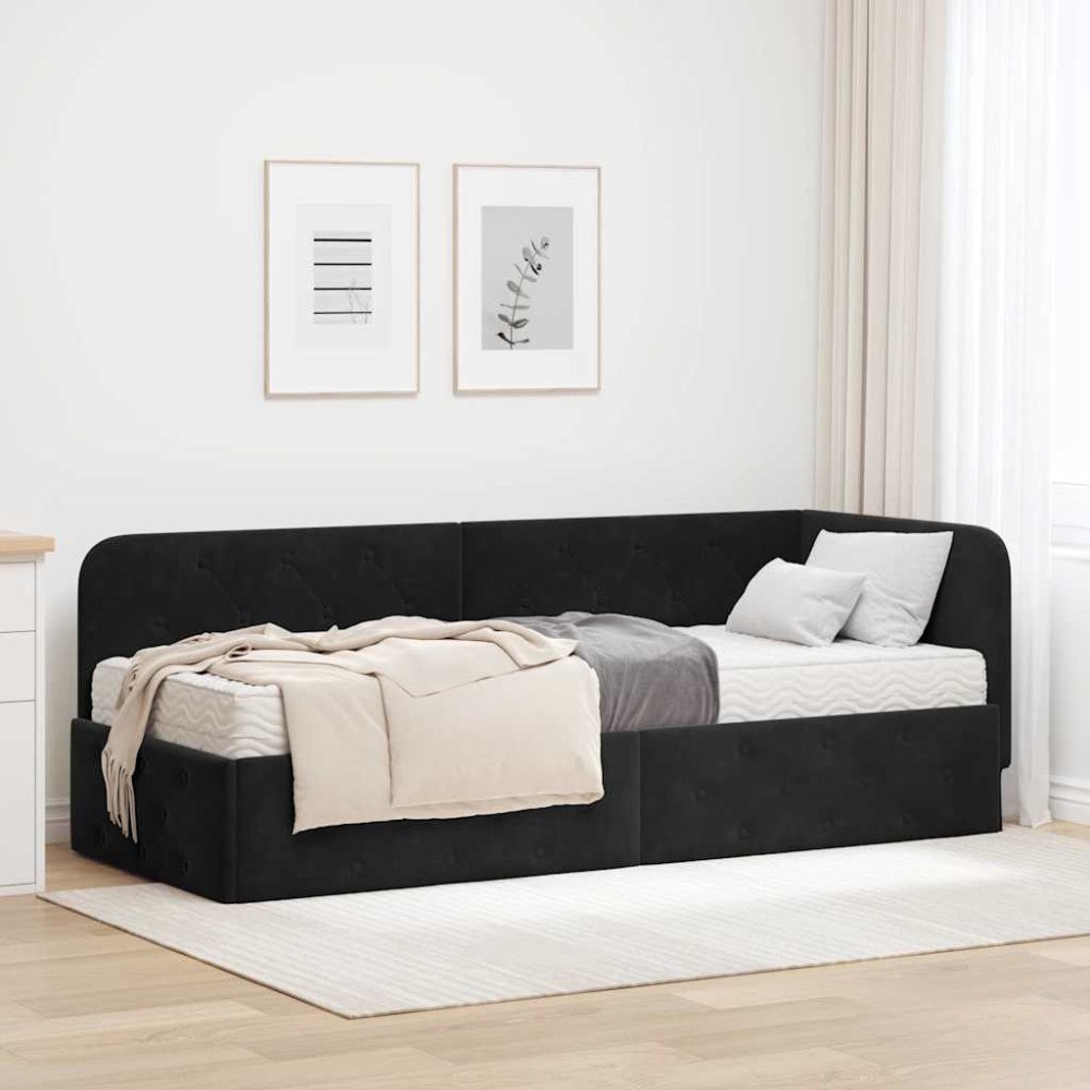 vidaXL Hörn Sängram Svart 80 x 200 cm Sammet