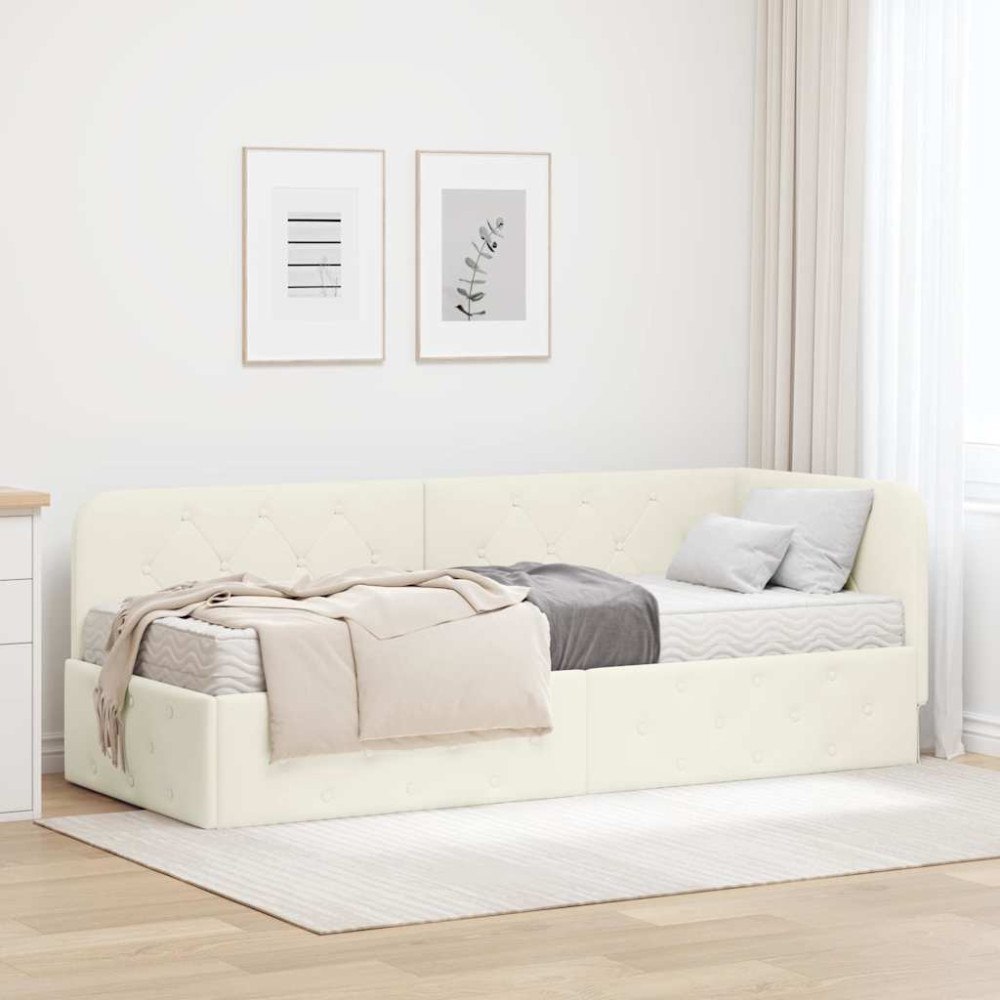 vidaXL Hörn Sängram Kräm 80 x 200 cm Sammet