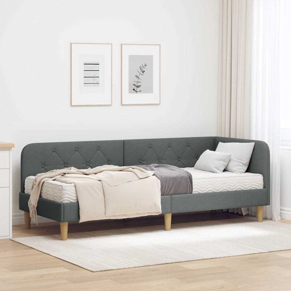 vidaXL Hörn Sängram Mörkgrå 80 x 200 cm tyg