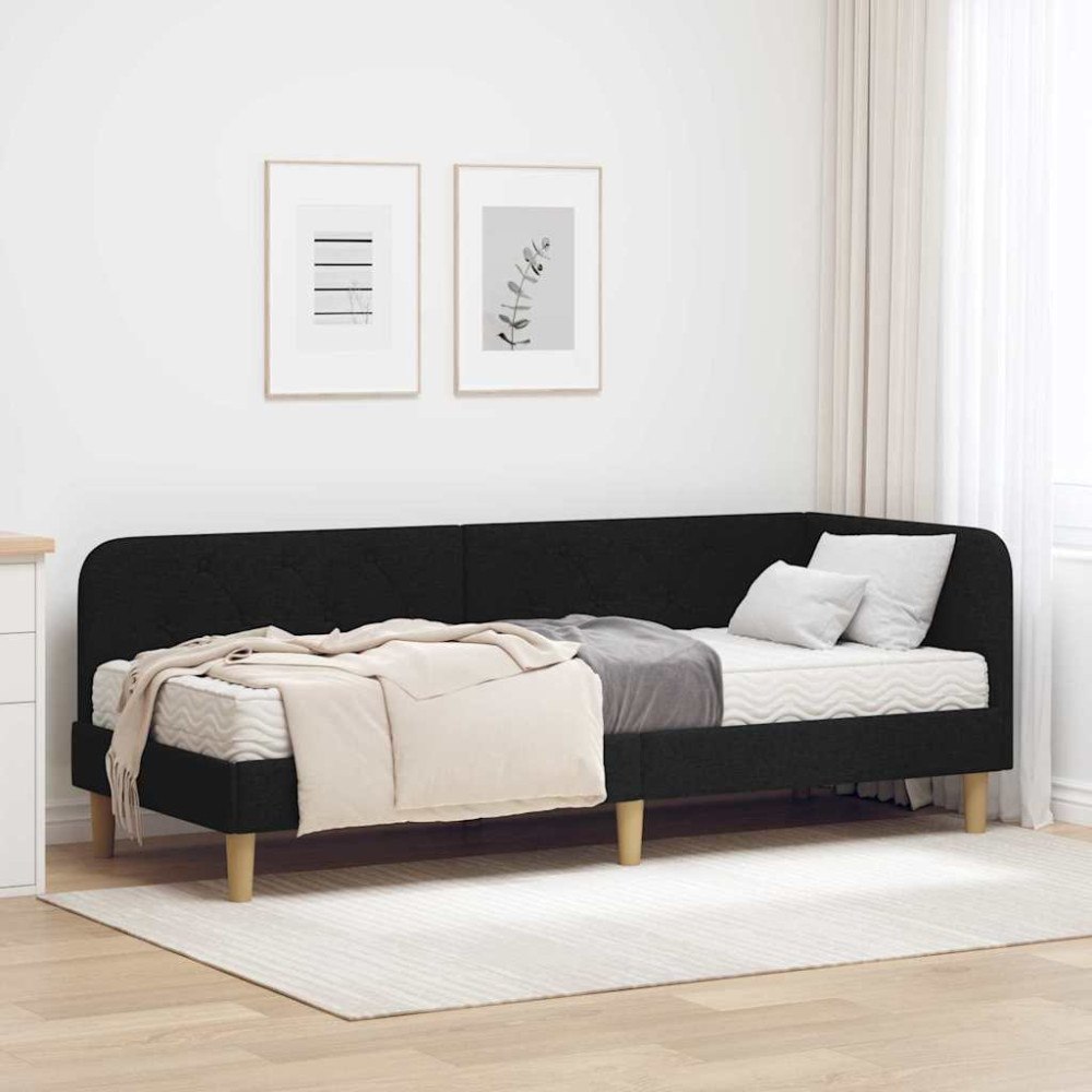 vidaXL Hörn Sängram Svart 80 x 200 cm tyg