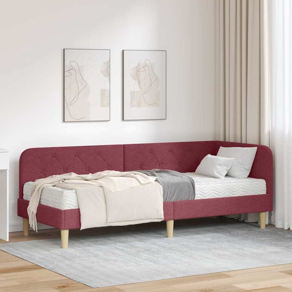 vidaXL Hörn Sängram Vinröd 80 x 200 cm tyg