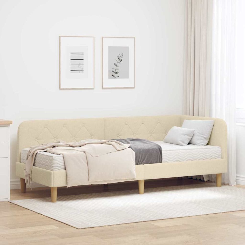vidaXL Hörn Sängram Kräm 80 x 200 cm tyg