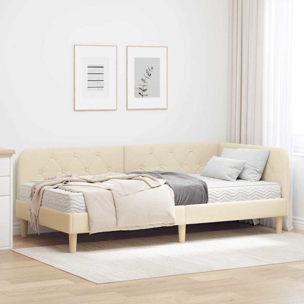 vidaXL Hörn Sängram Kräm 100 x 200 cm tyg