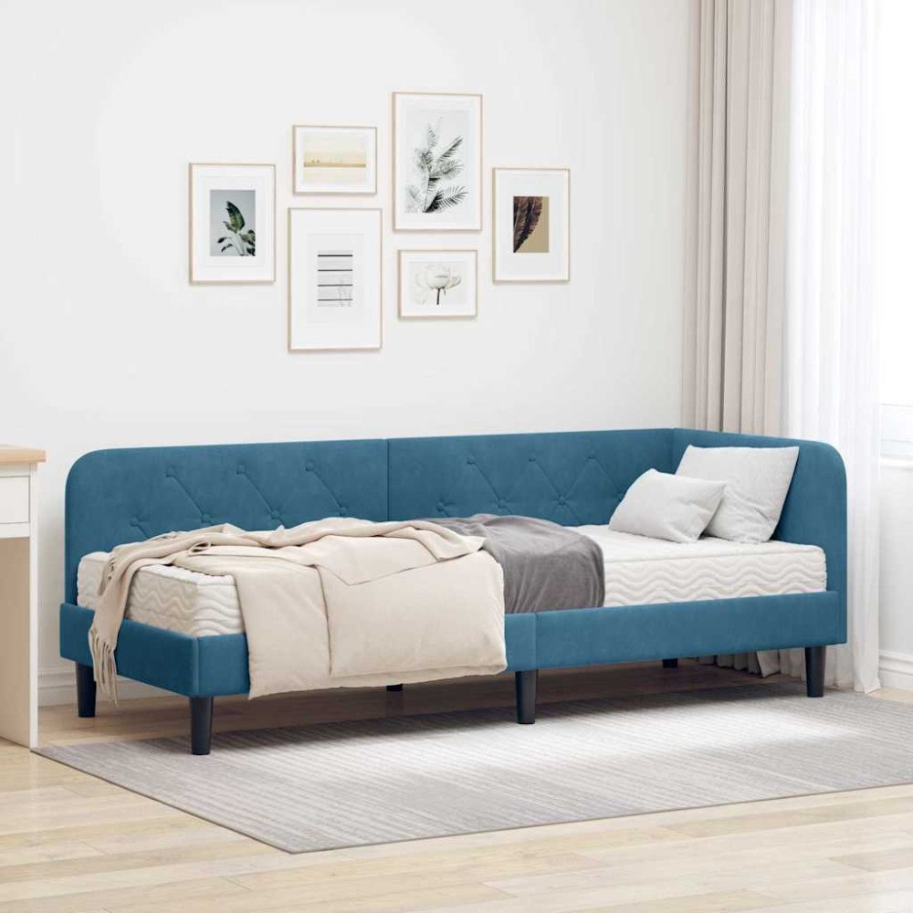 vidaXL Hörn Sängram Blå 80 x 200 cm Sammet