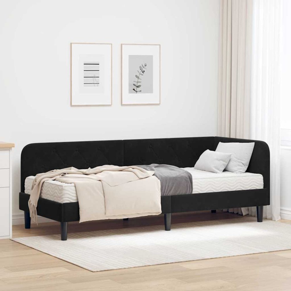 vidaXL Hörn Sängram Svart 80 x 200 cm Sammet