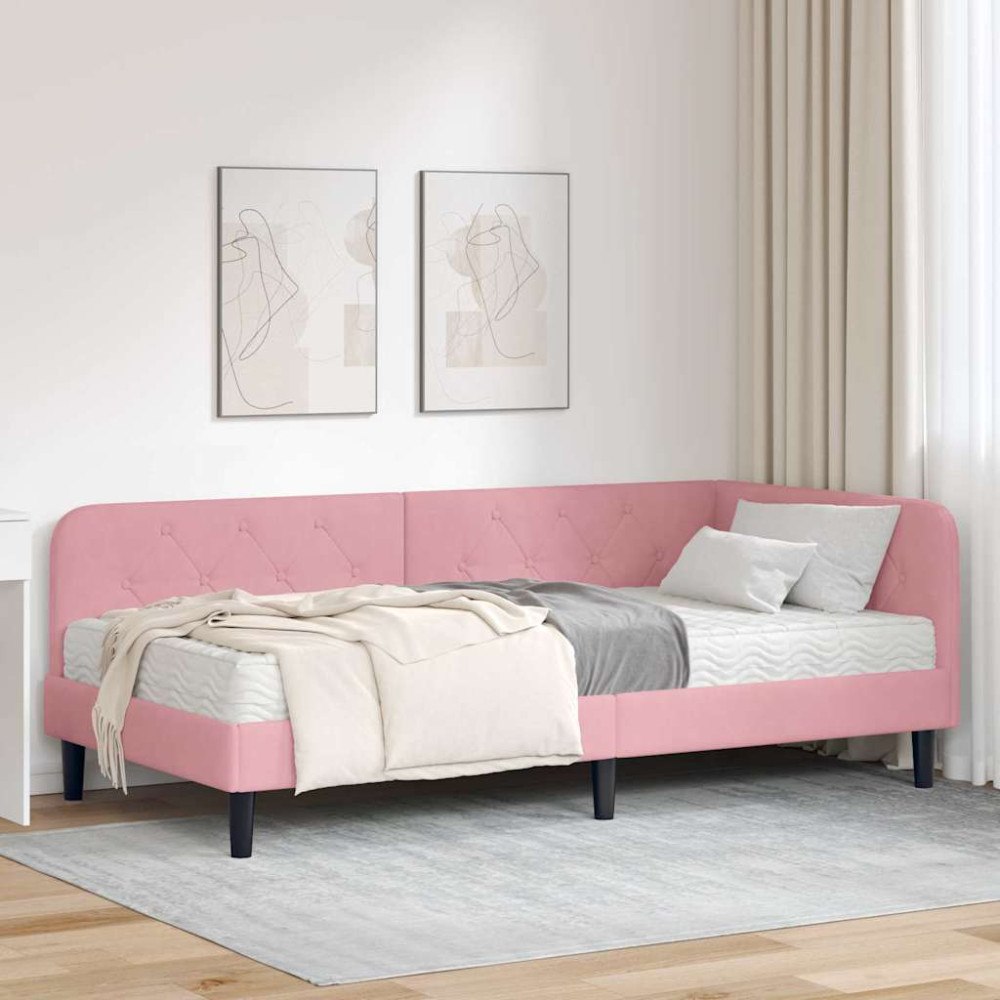 vidaXL Hörn Sängram Rosa 100 x 200 cm Sammet