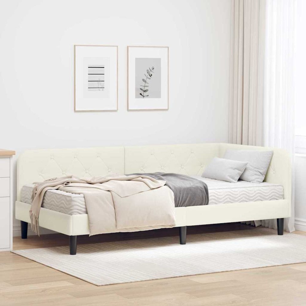 vidaXL Hörn Sängram Kräm 100 x 200 cm Sammet