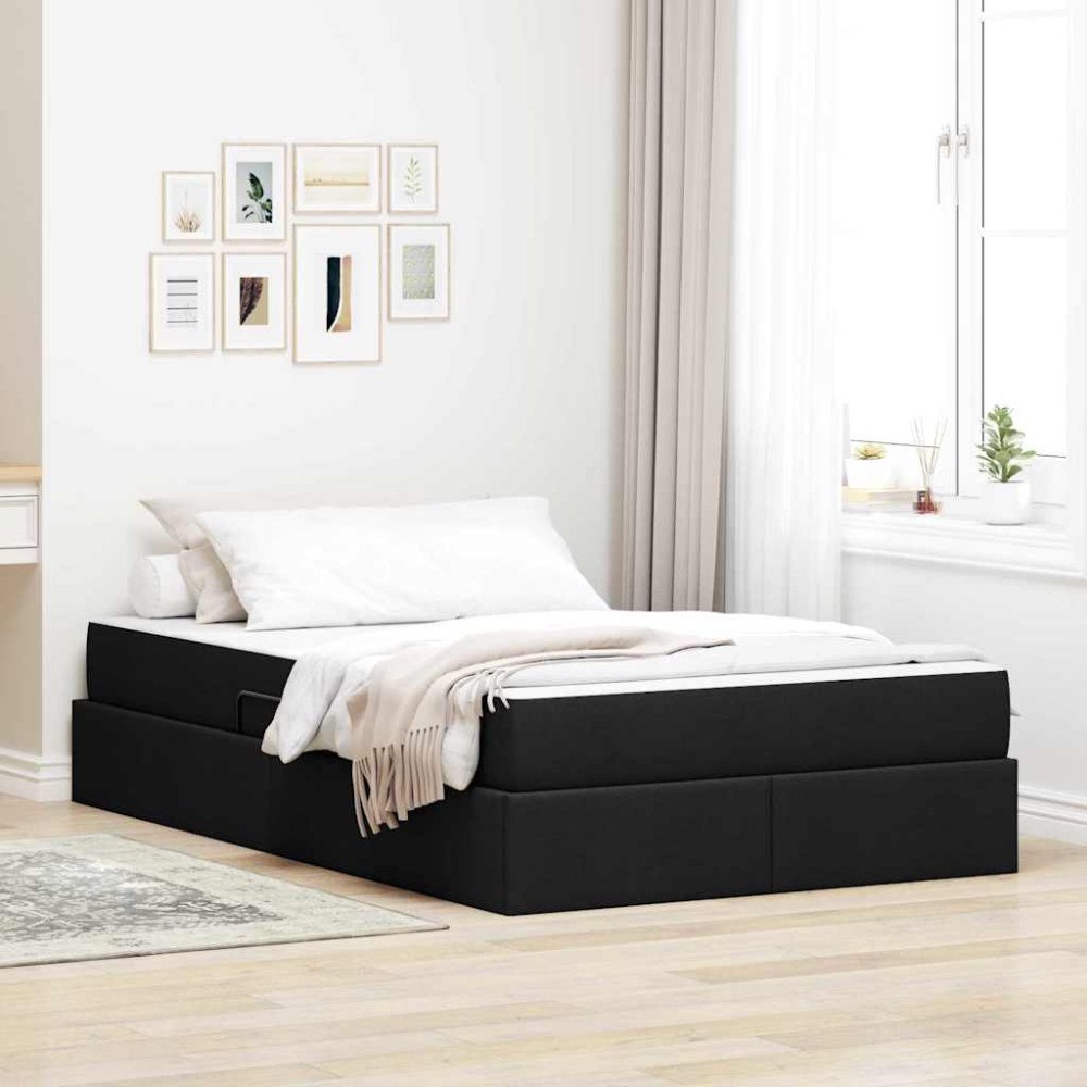 vidaXL Förvaringssäng med madrass Svart 120 x 200 cm Polyester