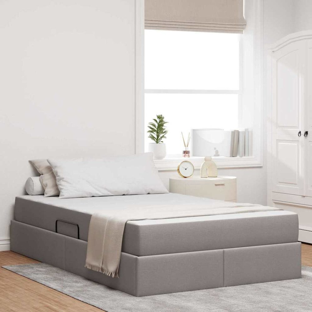 vidaXL Förvaringssäng med madrass Taupe 120 x 200 cm Polyester