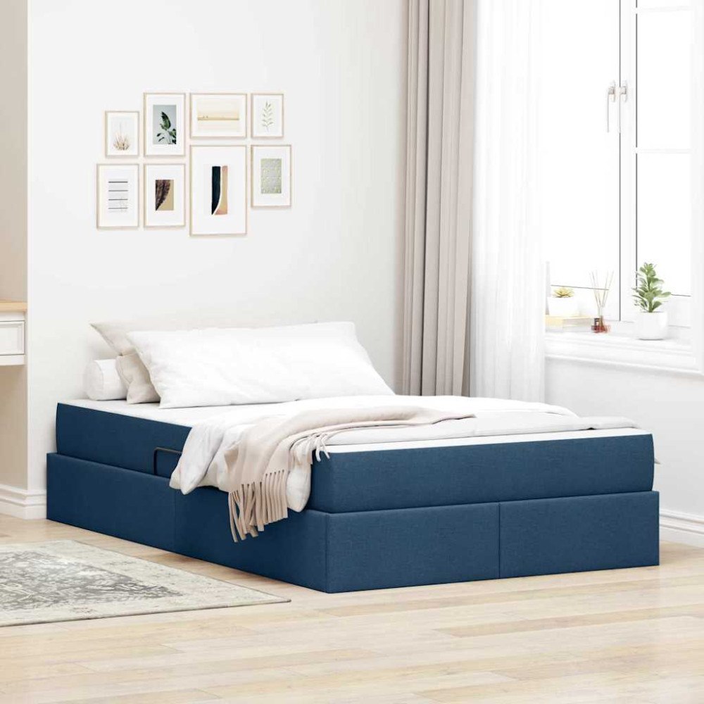 vidaXL Förvaringssäng med madrass Blå 120 x 200 cm Polyester