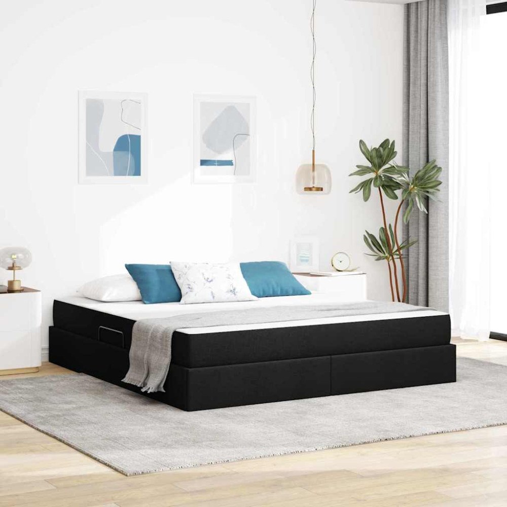 vidaXL Förvaringssäng med madrass Svart 180 x 200 cm Polyester