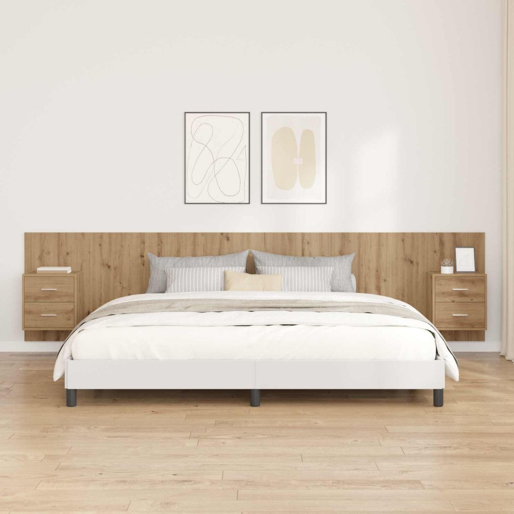 vidaXL Huvudgavel Med Skåp med låda 3 pcs Artisan Ek Konstruerat trä