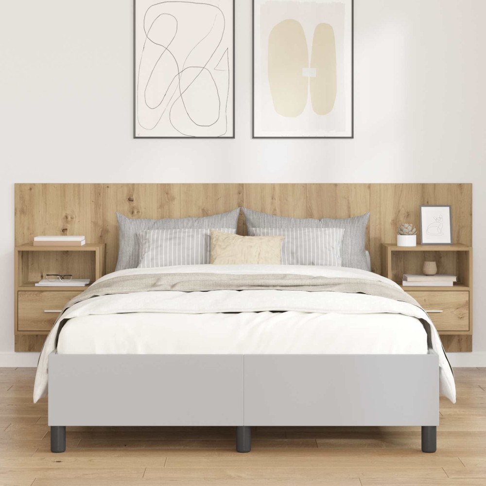 vidaXL Huvudgavel Med Skåp med låda 3 pcs Artisan Ek Konstruerat trä