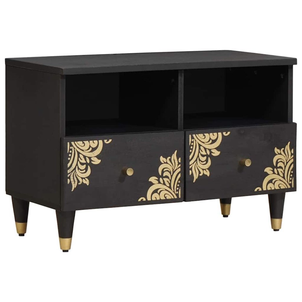 vidaXL TV-skåp med låda Svart 70 x 33 x 46 cm Massivt mangoträ