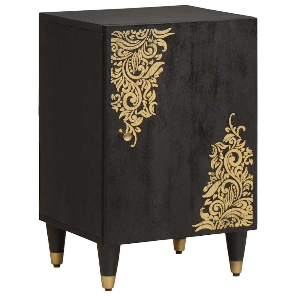 vidaXL Badrumsskåp med lagring Svart 38 x 33 x 58 cm Massivt mangoträ