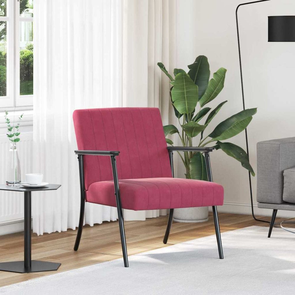 vidaXL fåtölj Vinröd 59 x 75 x 78 cm Sammet