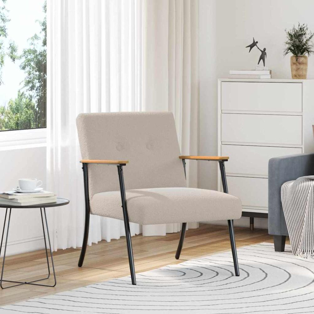 vidaXL fåtölj Ljusgrå 59 x 75 x 78 cm Krälsig Ull-liknande Tyg