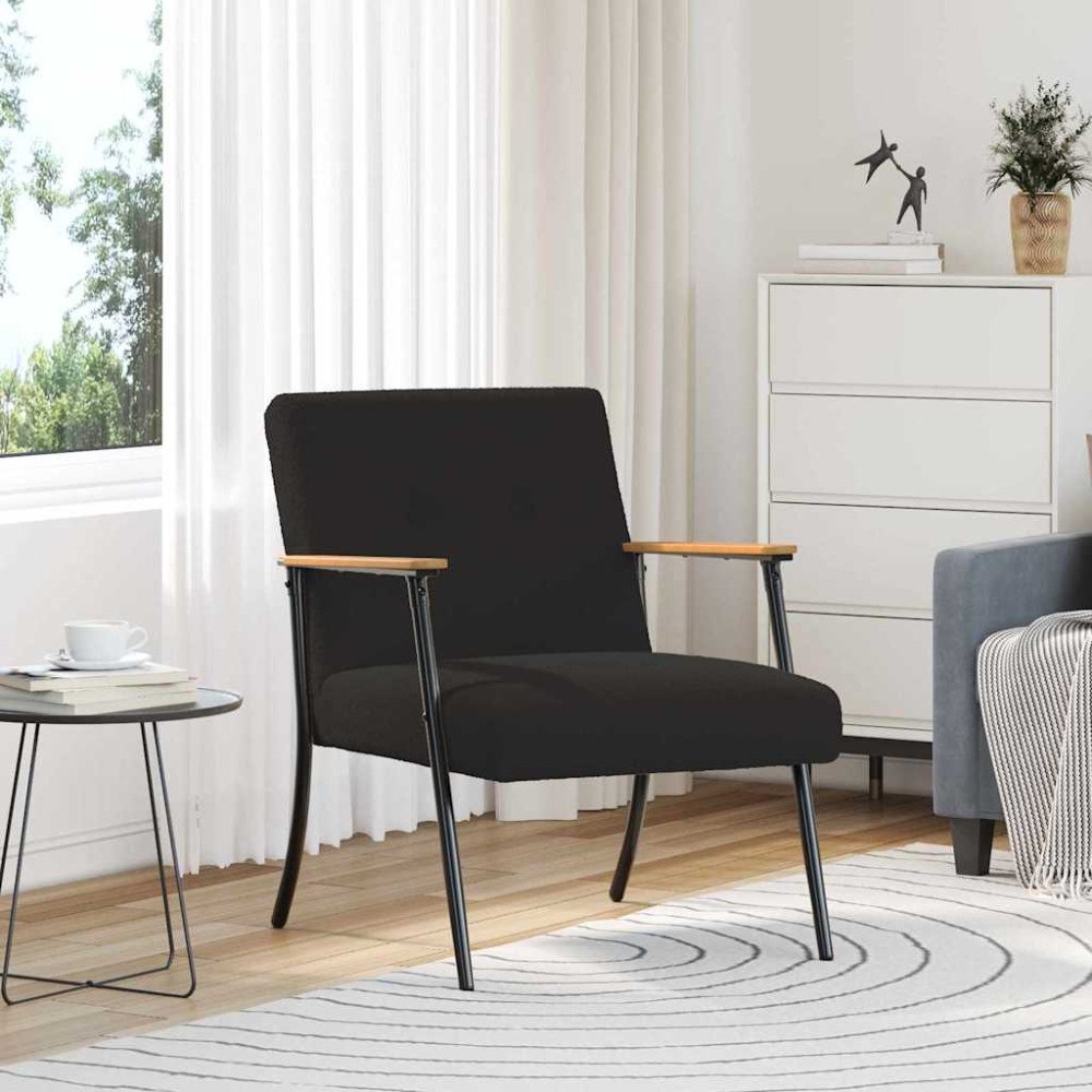 vidaXL fåtölj Svart 59 x 75 x 78 cm Krälsig Ull-liknande Tyg