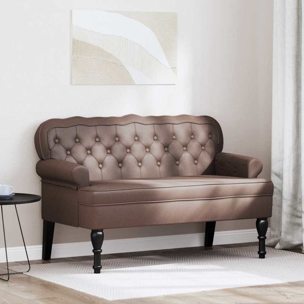vidaXL Chesterfield Bänk Brun 119,5 x 64,5 x 75 cm Konstläder
