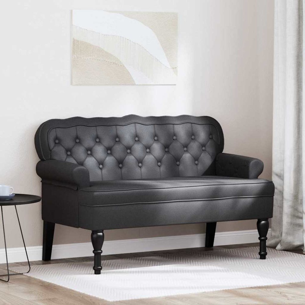 vidaXL Chesterfield Bänk Svart 119,5 x 64,5 x 75 cm Konstläder