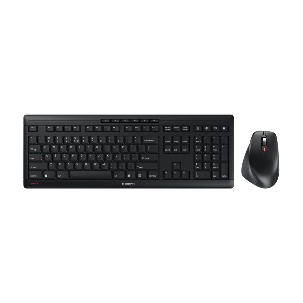 CHERRY CHERRY STREAM DESKTOP COMFORT - sats med tangentbord och mus - 100% full size - QWERTY - USA/Europa - gråsvart Inmatning...