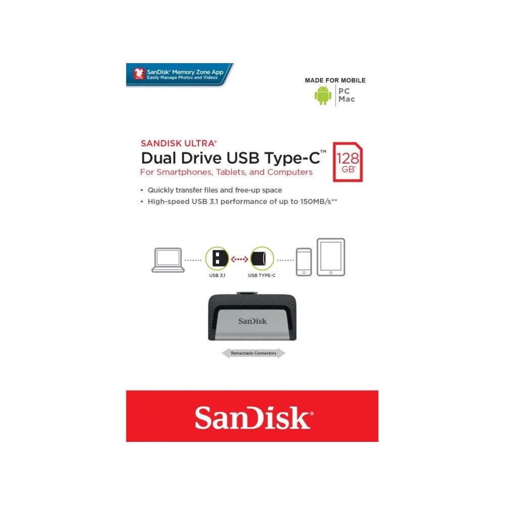 SANDISK SanDisk Ultra Dual - USB flash-enhet - 128 GB